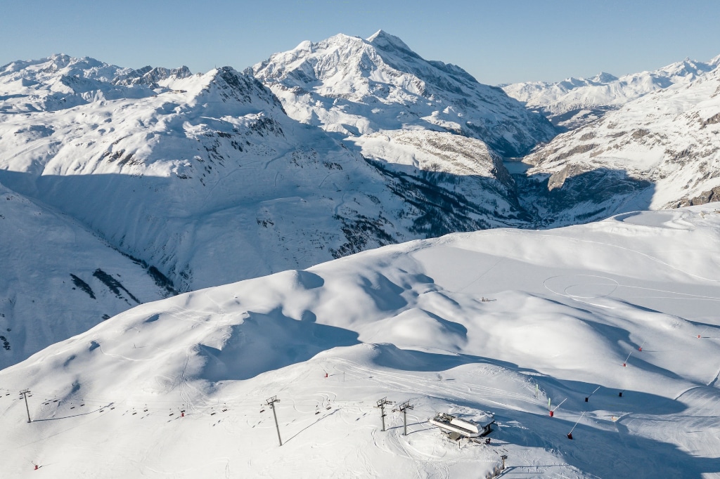 Vue du ciel des pistes de Val d'Isère